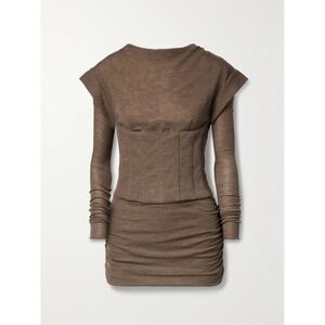 LAQUAN SMITH New With Tags Ruched Wool Mini Dress Size Large